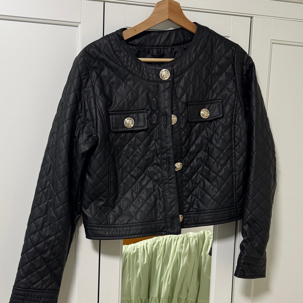 Haute Monde Black Quilted Bomber Jacket